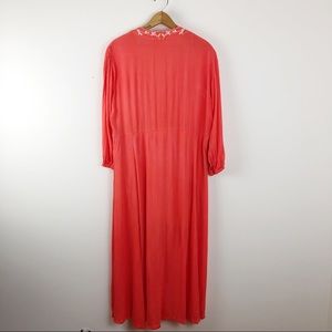 Trendology Dresses - Coral Embroidered Boho Maxi Beach Cover Up Dress Trendology Dresses - Coral Embroidered Boho Maxi Beach Cover Up Dress